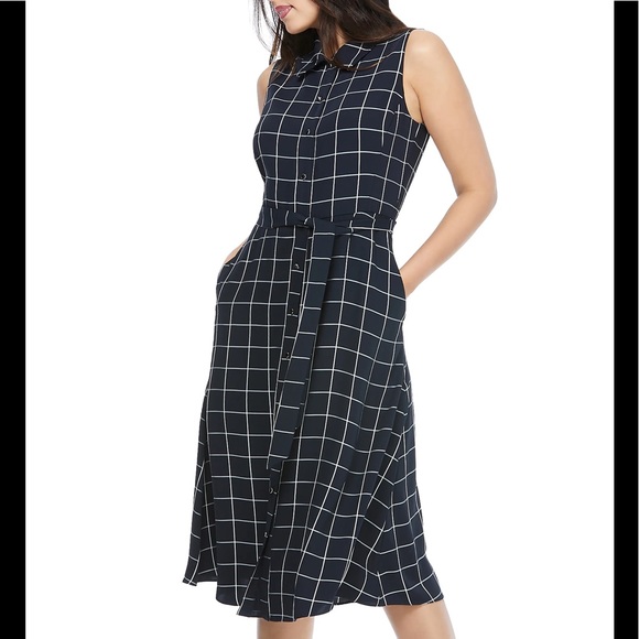 MAGGY LONDON Courtney Windowpane Midi Shirtdress - Picture 5 of 13